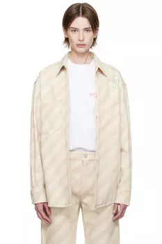 Квадратная джинсовая рубашка Marni, цвет bone