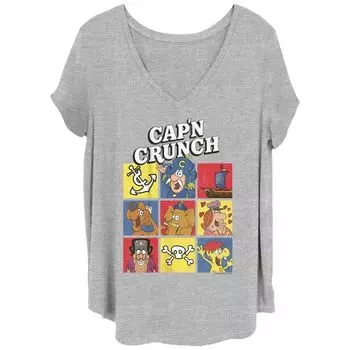 Квадратная футболка с круглым вырезом и графическим рисунком Cap'n Crunch для юниоров больших размеров с V-образным вырезом Licensed Character