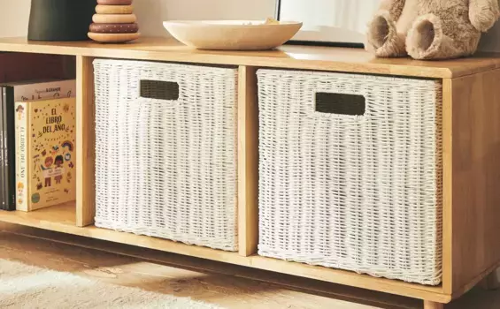 Квадратная корзина из ротанга Zara Home, цвет Oyster White