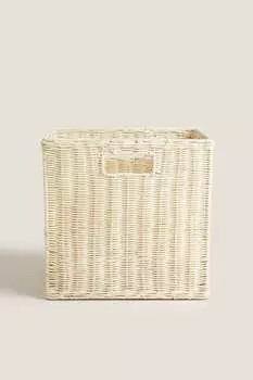 Квадратная корзина из ротанга Zara, устричный белый