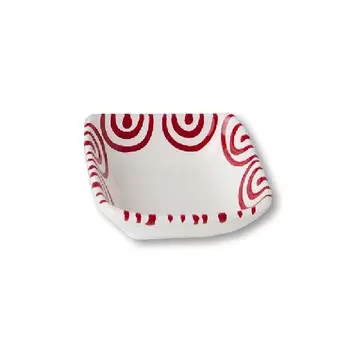 Квадратная миска с красным пламенем 9x9x3,4 см Gmundner Keramik, бело-красный