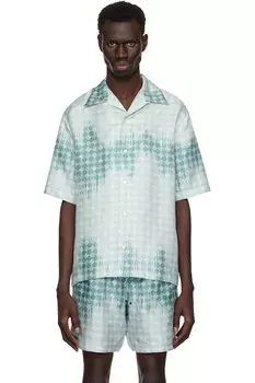 Квадратная отбеленная рубашка в стиле кэмп Amiri, синий