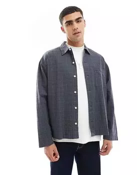 Квадратная рубашка в клетку темно-синего цвета Jack & Jones