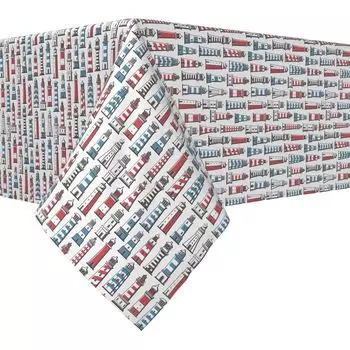 Квадратная скатерть, 100% хлопок, 52х52 дюйма, маяки в стиле ретро.