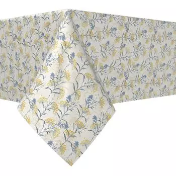 Квадратная скатерть, 100% хлопок, 52х52 дюйма, желтые ягоды с цветами