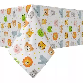 Квадратная скатерть, 100 % хлопок, 52х52 дюйма, значки с веселыми животными