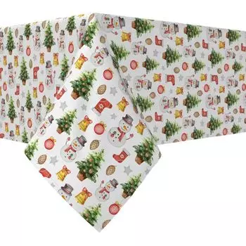 Квадратная скатерть, 100 % хлопок, 52x52 дюйма, акварель Зима.