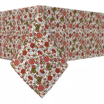 Квадратная скатерть, 100% хлопок, 52x52 дюйма, цветочный 28