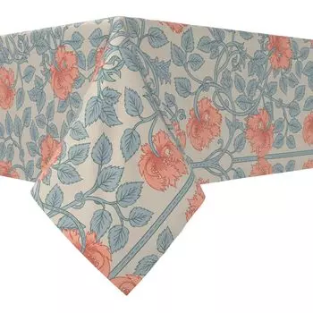 Квадратная скатерть, 100 % хлопок, 52x52 дюйма, цветочный 77