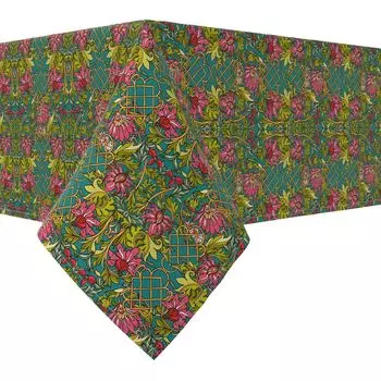 Квадратная скатерть, 100 % хлопок, 52x52 дюйма, цветочный 32