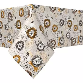 Квадратная скатерть, 100 % хлопок, 52x52 дюйма, Doodle Lions.