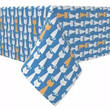 Квадратная скатерть, 100% хлопок, 60х60 дюймов, Fun Cats Blue