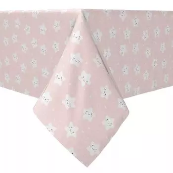 Квадратная скатерть, 100% хлопок, 60х60 дюймов, Happy Stars Pink