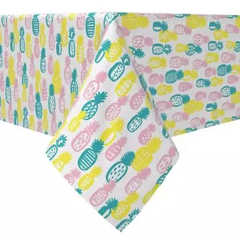 Квадратная скатерть, 100 % хлопок, 60х60 дюймов, летний ананас в стиле ретро.