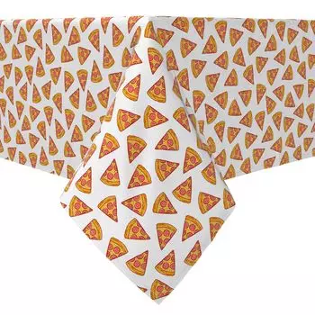 Квадратная скатерть, 100% хлопок, 60х60 дюймов, Pizza Party.