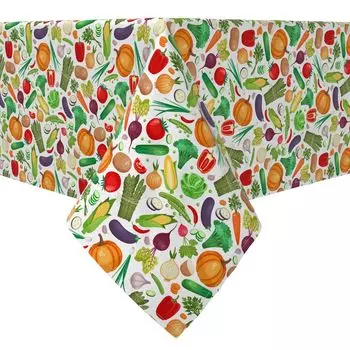 Квадратная скатерть, 100% хлопок, 60х60", Овощной рынок