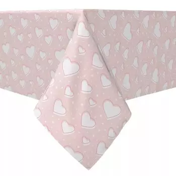 Квадратная скатерть, 100% хлопок, 60x60 дюймов, Lovely Hearts Pink