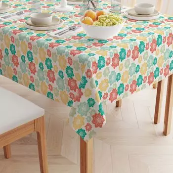 Квадратная скатерть, 100% хлопок, 60x60 дюймов, разноцветные суккуленты в стиле ретро.