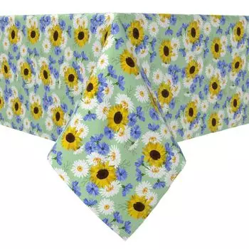 Квадратная скатерть, 100% хлопок, 60x60 дюймов, сельский цветочный узор