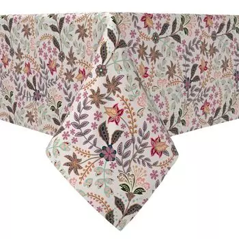 Квадратная скатерть, 100 % хлопок, 60x60 дюймов, стилизованный цветочный узор