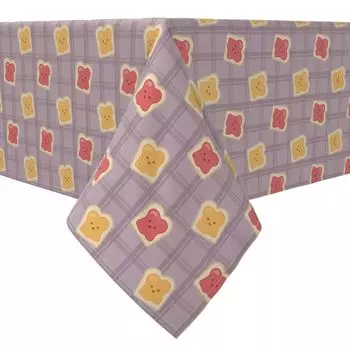 Квадратная скатерть, 100% хлопок, 60x60 дюймов, тост с медом и джемом