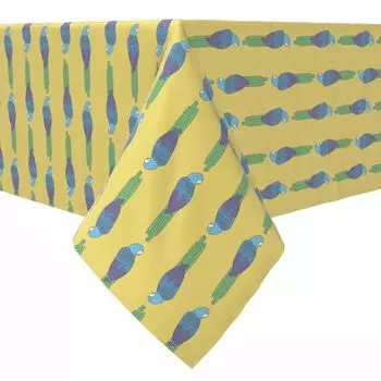 Квадратная скатерть, 100 % хлопок, 60x60 дюймов, тропические попугаи.