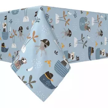 Квадратная скатерть, 100% полиэстер, 54х54 дюйма, пиратский дизайн