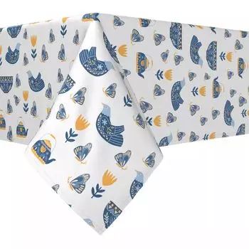 Квадратная скатерть, 100 % полиэстер, 54x54 дюйма, «Чайники и бабочки».