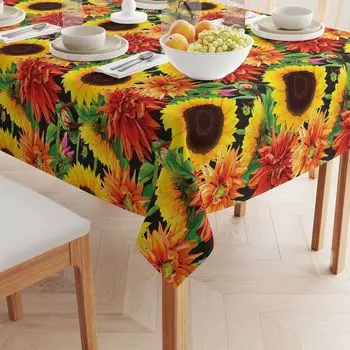 Квадратная скатерть, 100% полиэстер, 54x54 дюйма, Sunflower Garden.