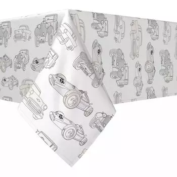 Квадратная скатерть, 100% полиэстер, 60х60 дюймов, ретро-транспорт.