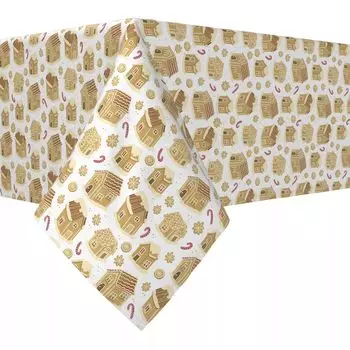 Квадратная скатерть, 100% полиэстер, 60x60 дюймов, пряничные домики