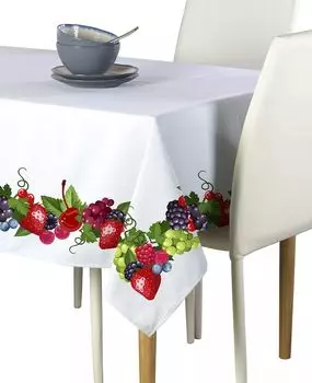 Квадратная скатерть, 100% полиэстер, 70х70 дюймов, гирлянда «Обильная ягода».