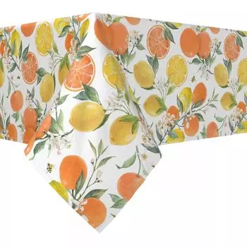 Квадратная скатерть, 100% полиэстер, 70x70 дюймов, апельсины и лимоны.