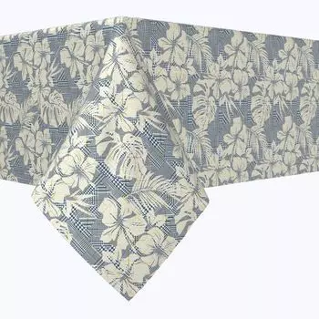 Квадратная скатерть, 100% полиэстер, 70x70 дюймов, гибискус, узор «гусиные лапки».