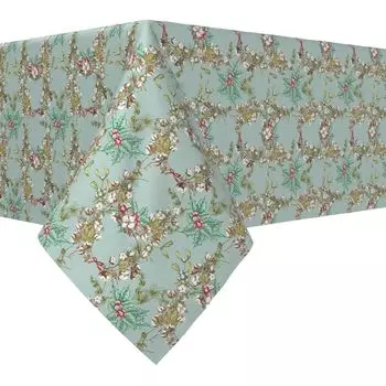 Квадратная скатерть, 100% полиэстер, 70x70 дюймов, гирлянда с ботаническим эскизом.