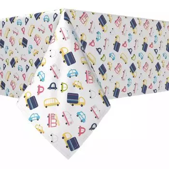 Квадратная скатерть, 100% полиэстер, 70x70 дюймов, машинки с героями мультфильмов.