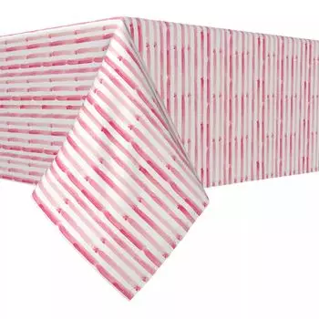 Квадратная скатерть, 100 % полиэстер, 70x70 дюймов, розовые акварельные полосы.