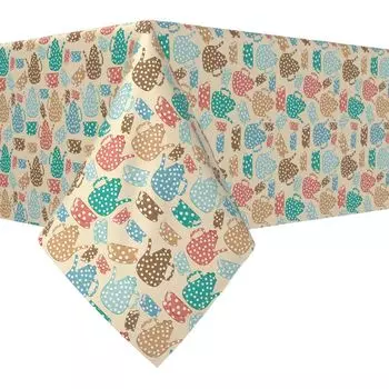 Квадратная скатерть, 100 % полиэстер, 70x70 дюймов, в горошек, «Время чаепития»