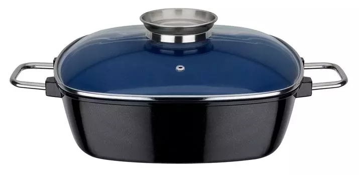 Квадратная жаровня GSW Ceramica, синий кобальт, 28x28см, алюминий, нержавеющая сталь, стекло, квадратная жаровня с крышкой из ароматического стекла ок. 28 x 28 x В 8,5 см