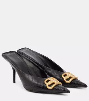 Квадратные босоножки BB 80 с ножом из металлизированной кожи Balenciaga, Black/Oro Vint Sat
