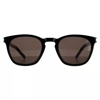 Квадратные черные серые солнцезащитные очки Saint Laurent, черный