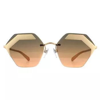 Квадратные матовые светло-серые солнцезащитные очки розового золота с оранжевым градиентом Bvlgari, золото