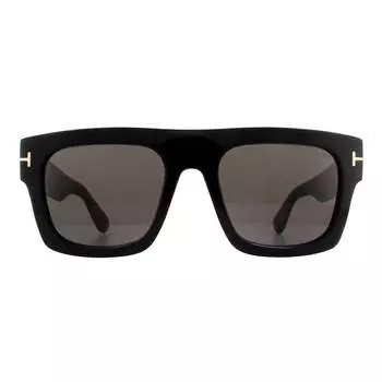 Квадратные мужские блестящие черные дымчато-серые солнцезащитные очки Tom Ford, черный