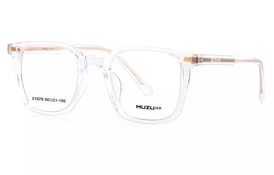 Квадратные оправы для очков из пластика TR/Memory унисекс MUZU, Transparent Gray+Gradient Gray Lens-C02