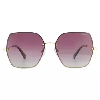 Квадратные поляризационные солнцезащитные очки фиолетового бордового цвета с градиентом Polaroid, золото
