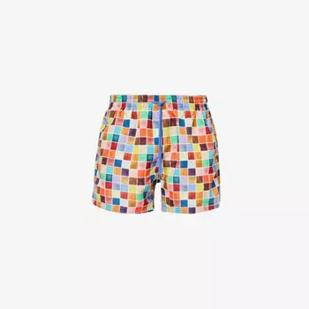 Квадратные шорты для плавания из переработанного полиэстера с графическим принтом Paul Smith, мультиколор