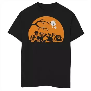 Квадратные штаны «Губка Боб» для мальчиков 8–20 лет, плакат с групповым снимком на Хэллоуин, футболка с графикой Nickelodeon, черный