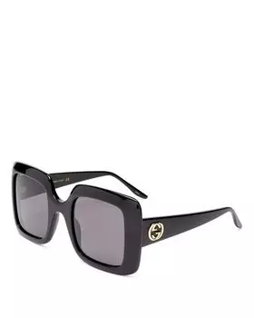 Квадратные солнцезащитные очки, 52 мм Gucci, цвет Black