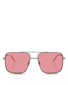 Квадратные солнцезащитные очки, 56 мм Ray-Ban, розовый