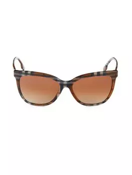 Квадратные солнцезащитные очки 56MM Burberry, коричневый